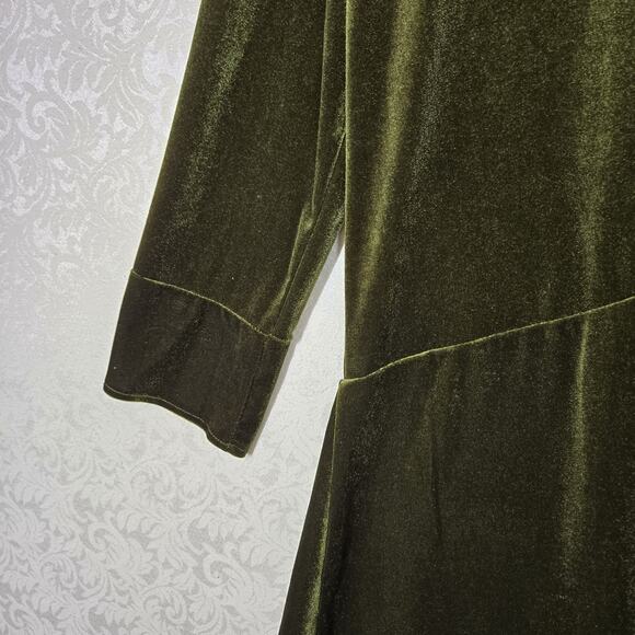 R Vivimos Velvet Cardigan Duster M Green Open Front Ruffle Witchy Holiday Boho - Picture 8 of 16